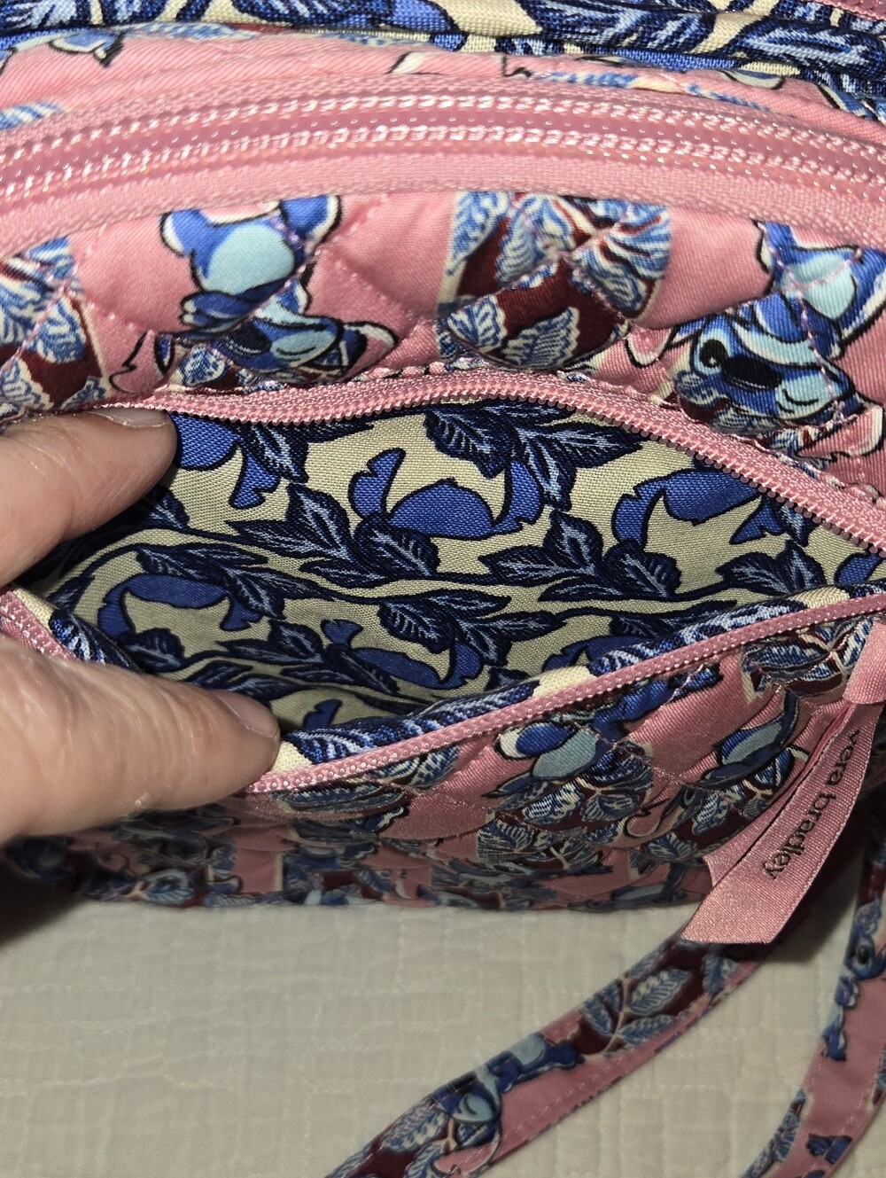 Vera Bradley Pink Disney Stitch Quilted Crossbody Bag, 4 Pockets - Picture 9 of 10